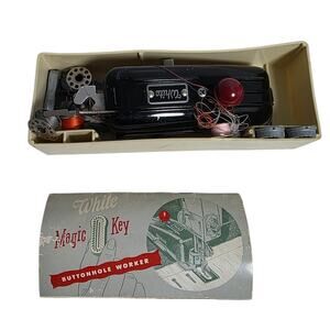 Vintage White Magic Key Buttonhole Worker Sewing Machine Attachment Case